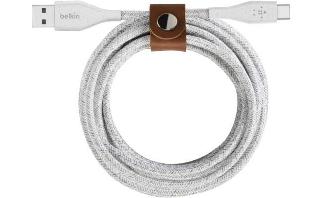 Belkin DuraTek Plus USB Type-C To USB-A Charging Cable with Strap 1.2M (White)